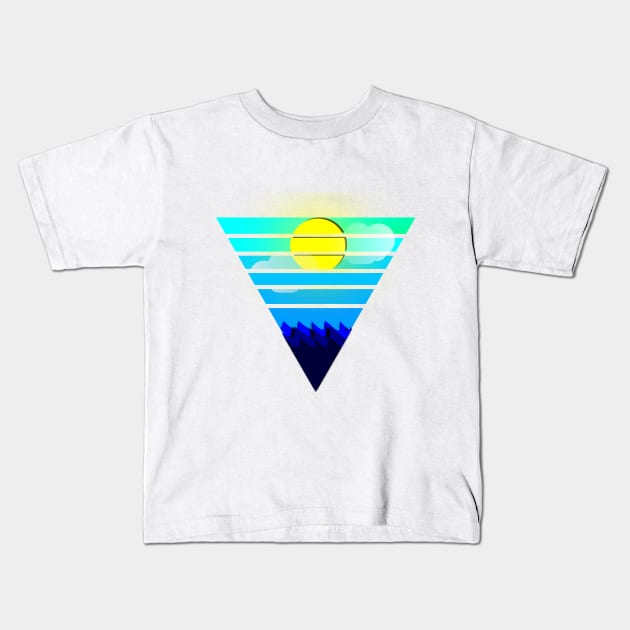 a sunny day at the ocean vector art Kids T-Shirt by VISUALIZED INSPIRATION